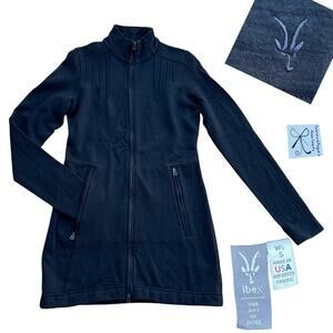 Ibex 100% Wool Long Double Zipper Activewear Jacket Sz S